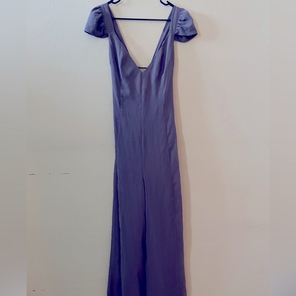 NastyGal Wideleg Chiffon Jumpsuit exclusive Lilac color SZ M! - Picture 4 of 6